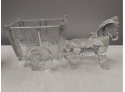 Large Pattern Glass Horse-drawn Cart Candy Dish