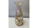 Unique Hand Blown Crystal Vase With Applied Insignia