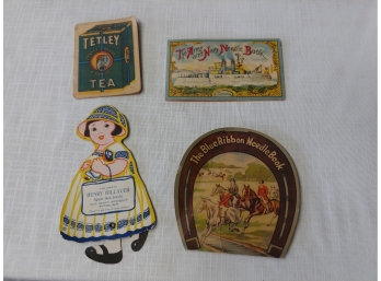 Three Advertising Needle Cases And Cut Out Of Girl