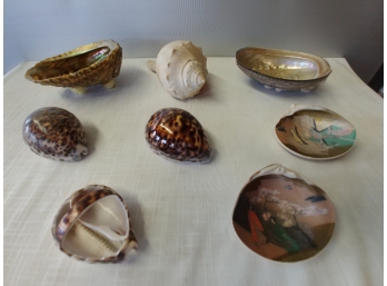 Decorative Seashell Lot To Include Two Abalone Shells 1 Made Into A Bowl