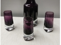 Mid-century Modern Amethyst And Clear Crystal Decanter Set