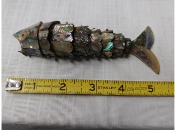 Jointed Metal And Abalone Shell Fish