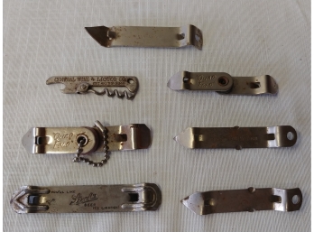 7 Vintage Chrome Over Steel Bottle Openers Including Central Wine And Liquor Company With Corkscrew