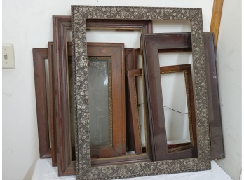 7 Antique Frames Included Beautiful Floral Decorated Wood And Gesso