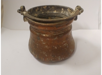 Handcrafted Copper Pot With Wrought Iron Bail
