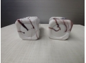 Pair Of Square Purple Slag Glass Salt And Pepper Shakers