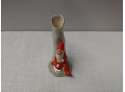 Miniature Porcelain Gnome On Tree Trunk Spill Vase