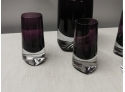Mid-century Modern Amethyst And Clear Crystal Decanter Set