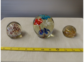 3 Art Glass Paperweights