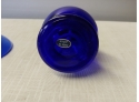 Miniature Japanese Cobalt Blue Glass Oil Lamp