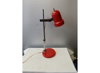 Adjustable Red Painted Steel And Chrome Desk Lamp