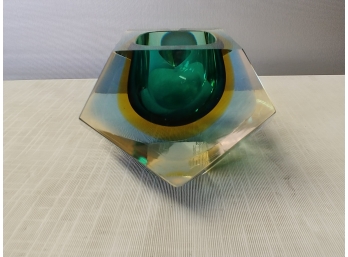 Mid Century  Murano Glass Faceted Vase
