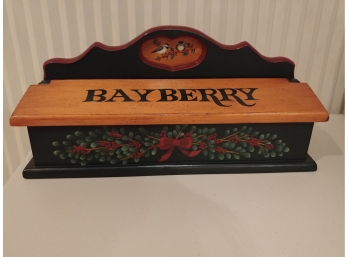 Hand-painted Pine Candlebox Bayberry With Painted Panel Of Chickadees