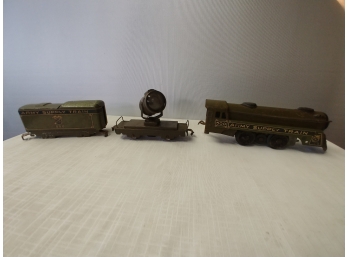 Marx  O  Gauge Army Supply Train With Box Of Track And Transformers