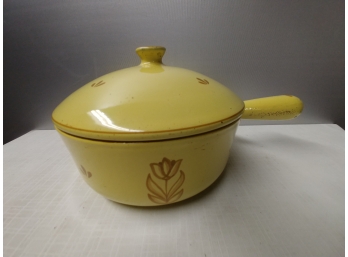 Dru Mid-century Cast Iron And  Enamel Cooking Pot With Lid