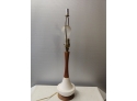 Mid-century Wood And Pottery Table Lamp