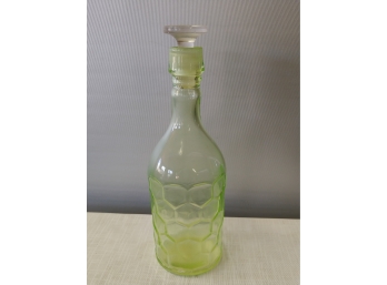 Green Depression Glass Liquor Decanter Chip On Stopper