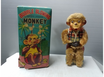 Alps Battery Operated Bubble Blowing Monkey With Box