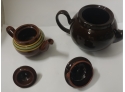 Banded English 1 Cup Teapot And English Brown Glazed Teapot