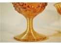 Vintage Imperial Marigold Grape Carnival Glass Compote 6 1/2' Diameter