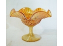 Vintage Imperial Marigold Grape Carnival Glass Compote 6 1/2' Diameter