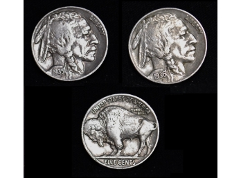 Lot Of 2 Buffalo Nickels 1935 1936 XF Great Bold Horns (cmt7)