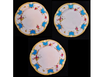 3 RARE Vintage George Jones Fine China Plates ANGLO Crescent Pattern ENGLAND 7'   (b)