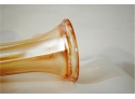 2 Vintage Marigold Carnival Glass Tall Vases DUGAN LATTICE & DIAMOND THIN RIB