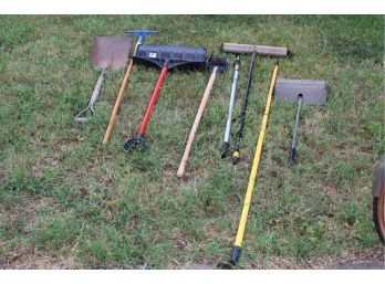 Two Shovels, Edger, Broom, Handles, Dustpan