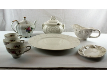 Tea Set, Gravy Boat, Butter Dish, Serving Platter