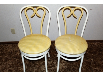 2 Metal Framed Chairs, Blue Step Stool
