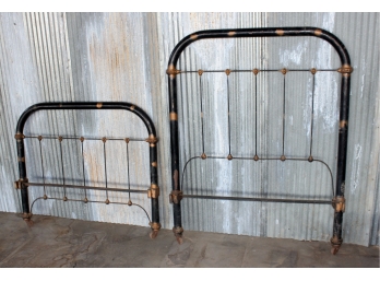 Iron Twin Bed Frame, Antique, Iron W/roller