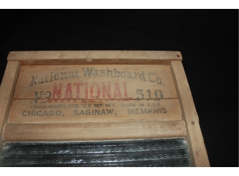 Antique Washboard, National Washboard Company Number 510, Glass Washboard 12.5 In X 24 In