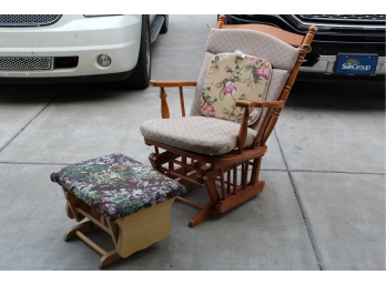 Wood Glider And Non-matching Footstool