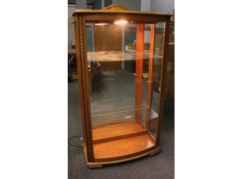 Glass Curio Cabinet, Lighted 2 Shelves, Spot Were Shelf Could Be Added