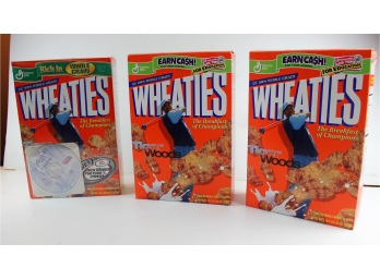 Tiger Woods Wheaties Boxes, Unopened, One Wrapped With CD
