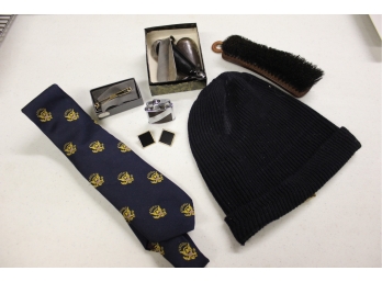 Men's Box, WWII Navy Beanie, Patriotic Tie, Shoe Brush, Etc