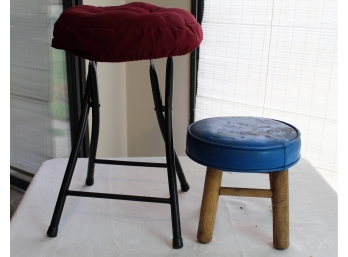 Two Small Stools, 18in And 10 In