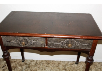 Antique Desk On Rollers, Some Damage On Side