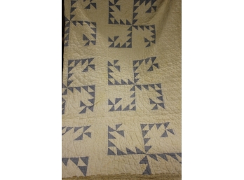 Old Quilt- Appears To Be Hand-quilted 88 X 64 Yellowed But No Apparent Tears Or Holes