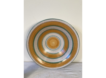 Mid-Century Albino Bagni Italian Modern Raymor Ceramic Striped Bowl 13.5”