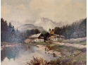 Antique European  Oil Painting On Canvas Landscape Scene Signed Michele