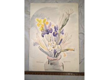 Still Life Watercolor Of Bouquet In Vase