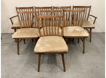 Set Of 8 MCM Oak And Walnut Dining Chairs