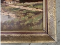 Antique European  Oil Painting On Canvas Landscape Scene Signed Michele