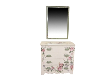 Lovely Vintage Hand Painted Dresser And Mirror