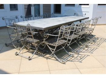 Stunning Wrought Iron 10 Seat Outdoor Dining Set With Cushions Paid $12k