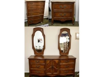 Gorgeous Mid Century Bedroom Set - Dresser/Mirror, HighBoy, 2 Nightstands By Dixie Furniture Company
