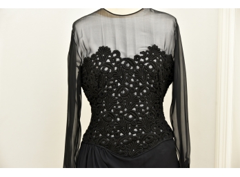Formal Embroidered Bodice Black Shear Dress