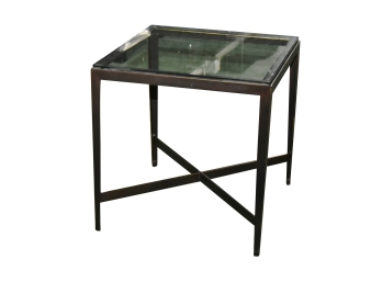 Beveled Glass And Metal End Table 25 X 25 X 26